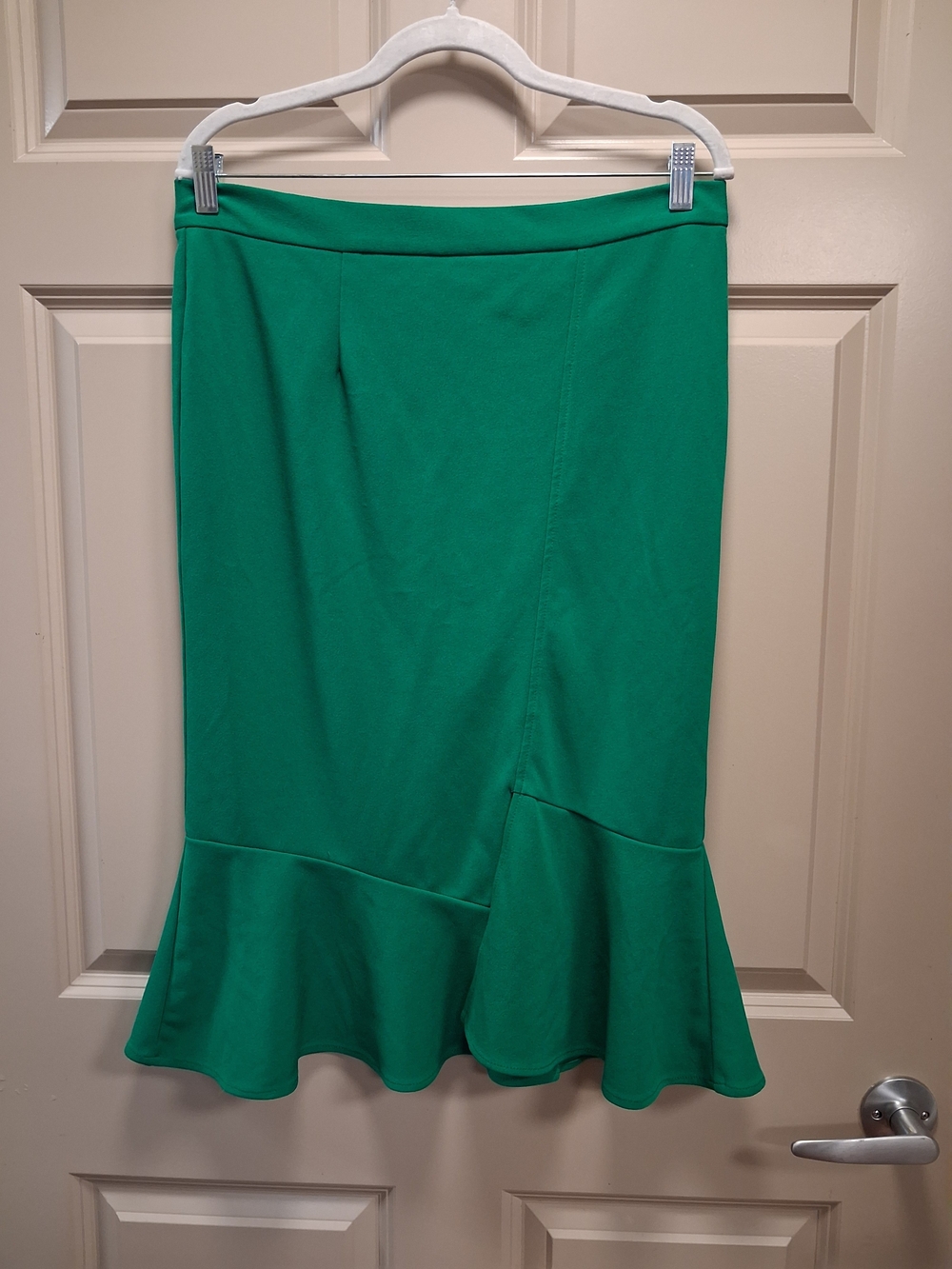 Jemma Emerald Green A-Line Ruffle Hem Midi Skirt Size Large